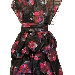 VTG Anthony Muto for Moroci Organza Bubble  Party Dress Black Rose Sz 8